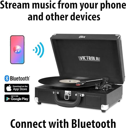 image for Victrola Vintage 3-Speed Bluetooth Portable Suitcase Record Player wit