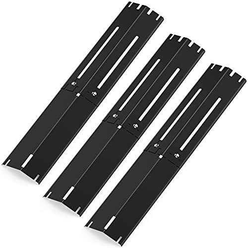 Coisien Adjustable Porcelain Steel Grill Heat Plate Shield, Heat Tent, Flavorizer Bar, Burner Cover, Flame Tamer, Grill Replacement Parts for Gas Grill, Extends from 11.75  up to 21  L, 3 PCS