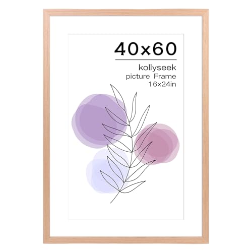 kollyseek picture frame 40x60cm oak colour with passe-partout 16x24in MDF wood photo frame with acrylic glass oak nature decoration (red oak colour)