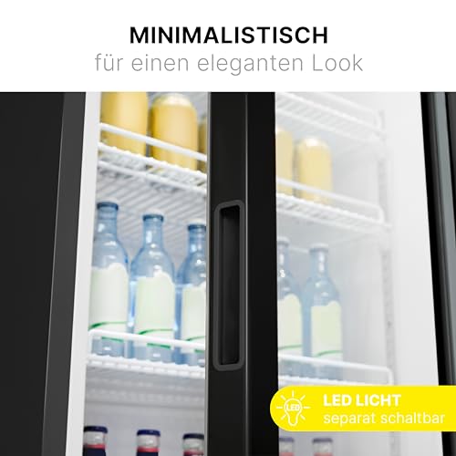 Bomann® Kühlschrank mit Glastür | Getränkekühlschrank abschließbar | 6 höhenverstellbare Ablagen | 30kg je Ablage | 347 Liter | Kühlschrank groß | Flaschenkühlschrank m. LED-Licht | KSG 7351 schwarz