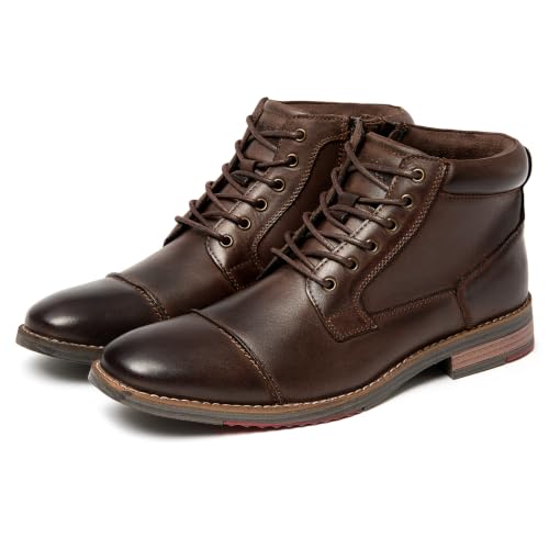 Image of Arkbird Mens Dress Boots Genuine Leather Cap Toe Ankle Boot with Side Zipper for Casual Business Formal Wear