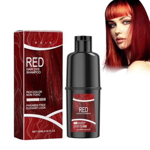 Champú Para Teñir El Cabello 3 En 1 - Instantáneo Y Natural, Duradero Para Hombres Y Mujeres (Rojo)
