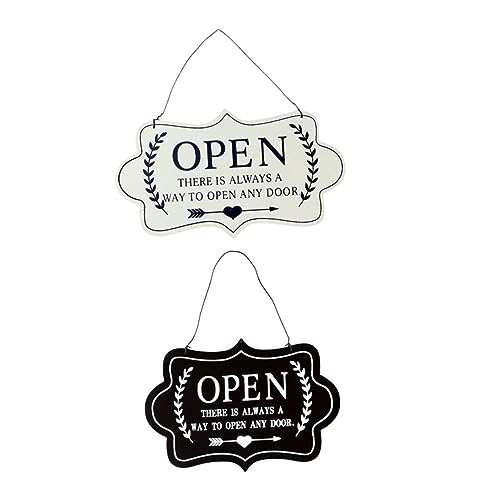 KICHOUSE 2個両面木製ドアサイン ペンダント 営業中 閉店 サイン ハウスタグ型 店舗用 自宅オフィス向け 軽量 耐摩耗設計