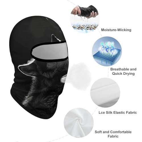 Balaclava con Diseño de Lobo Mirando a la Luna para Hombres y Mujeres, Máscara Facial Antisolar Transpirable para Cabeza Completa para Senderismo, Ciclismo, Correr, Conducción miniatura 3