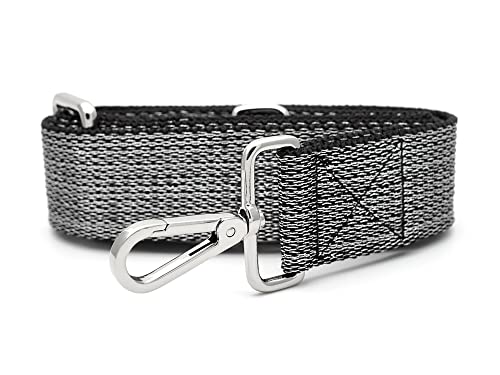 Image of CRAFTMEMORE Wide Shoulder Strap Metallic Tone Adjustable Bag Handle Crossbody Nylon Belt Replacement (Black Silver JK08)