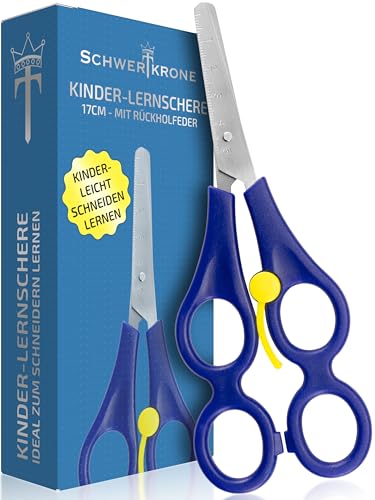 Schwertkrone Ciseaux Éducatifs Inoxydables 17cm pour Enfants - Sécurité et Durabilité pour Apprentissage et Loisirs Créatifs