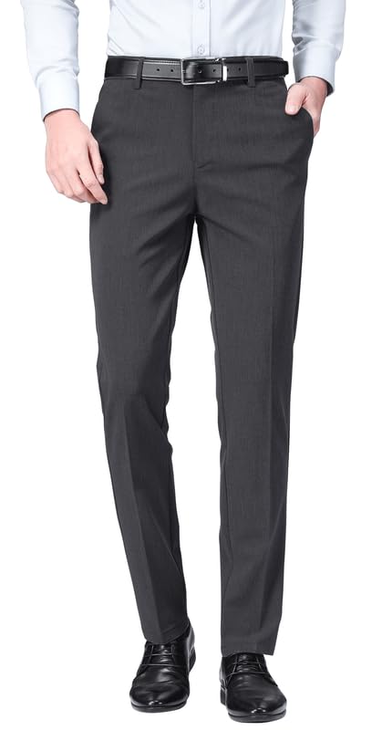 ESSYSHE Mens Slim Fit Dress Pants Flat Front Tapered Dress Pants Stretch Suit Pants for Men