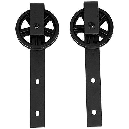 Image of Amazon Basics 6.6 ft Heavy Duty Sliding Barn Door Hardware Kit, Sturdy Big Wheel Design, Easy to Install, Fits 36 inch-40 inch Wide Panel, 1-3 /8 to 1-3 /4 inches Thickness, Black