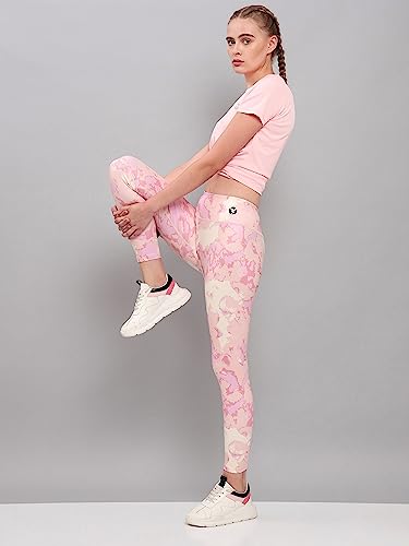 Image of TECHNOSPORT Womens Skinny Fit Activewear Tights for Running, Gym, Sports and Regular Use, Antimicrobial and Printed