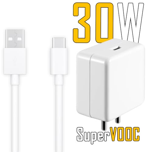 Image of Original 30W Adapter & USB-C Cable Compatible with RealMe P1, P3, P3 Pro (Adapter & Cable)