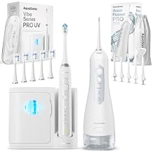 Aquasonic Vibe Series PRO UV and Aqua Flosser PRO Bundle White