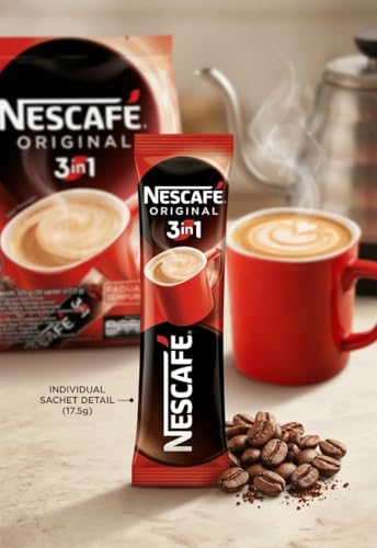 Image of NESCAFE Original 3-in-1 Instant Coffee, Powder Form, by febora foods, 30 Sachets, 525g, Caffeinated, Original Flavour
