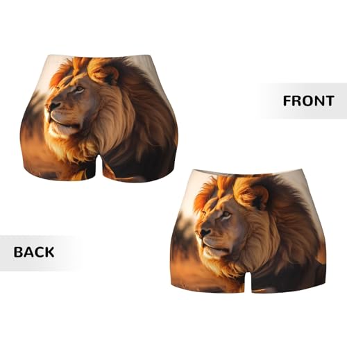 North American Lion Pattern Sports Shorts, high Elastic Slim Fitness Pants, Suitable for Yoga/Leisure/Daily wear3