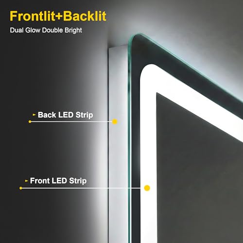 Image of LED Bathroom Mirror with Lights, 20 inchx30 inch Lighted Vanity Mirror for Wall