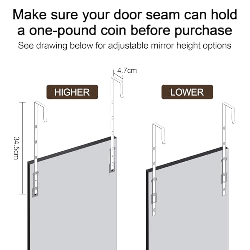 CROWNSHOP Full Length Mirror 110x33cm - Over The Door Mirror with Adjustable Hooks | Wall Mounted Large HD Tempered Glass Full Body Mirrors for Bedroom, Bathroom, Wardrobe (Black) - Cosy Home Interiors CROWNSHOP Full Length Mirror 110x33cm - Over The Door Mirror with Adjustable Hooks | Wall Mounted Large HD Tempered Glass Full Body Mirrors for Bedroom, Bathroom, Wardrobe (Black) - Image 7