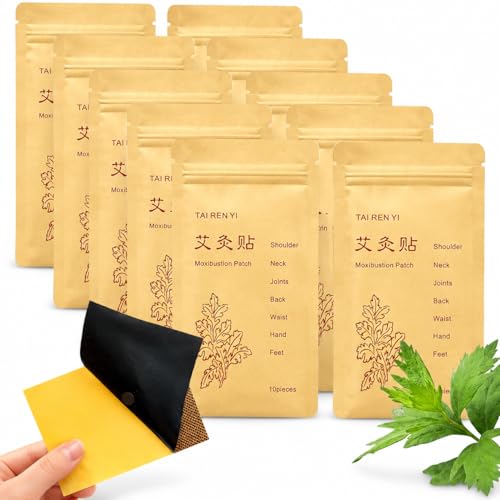 (100pcs) Moxibustion Patches 䈋�? Pure Nature Moxa Sticker Foot Pads Chinese Traditional Paste for Neck, Shoulder, Back, Waist, H