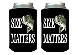 Funny Fishing Size Matters Joke Collapsible Beer Can Bottle Beverage Cooler Sleeves 2 Pack