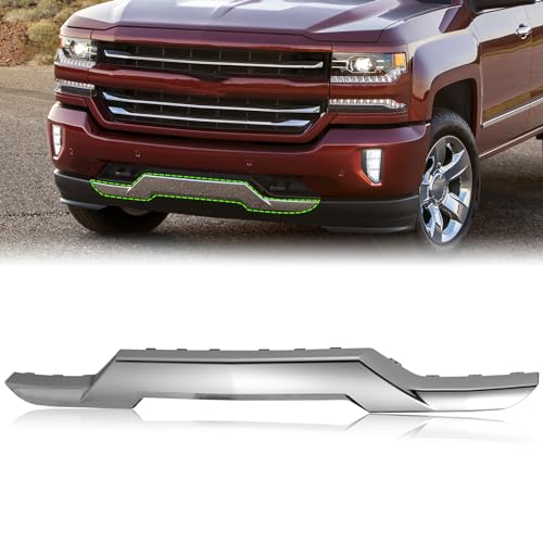 Image of Chrome Front Bumper Skid Plate Panel Lower Cover Face Bar Compatible with 2016-2018 Chevy Silverado 1500 /2019 Chevy Silverado1500 LD 23243083 GM1044128