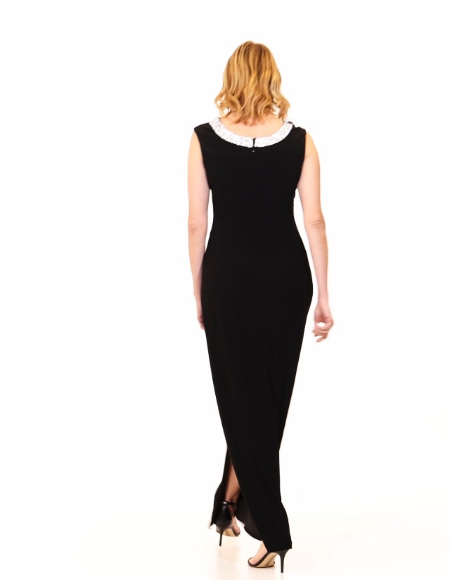 Amazon.com: Alex Evenings Women's Long Jersey Dress with Ruched Front and  Embellished Neckline (Petite and Regular Sizes), Black Embellishment, 4 :  Clothing, Shoes & Jewelry