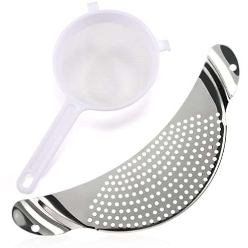 Jicyor 2 coladores de pasta y colador fino, colador de pasta de acero inoxidable, colador de cocina fino, escurridor extra plano, práctico escurridor para pasta, colador de ollas, MTGLQ-2