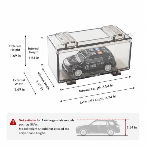Image of 1:64 5PC Transparent Acrylic Display Case Display Box Parking Display Shelf | Modular Car Display Case, 1 /64 Diecast Hot Wheels Model Cars Storage, Display Shelf Accessory
