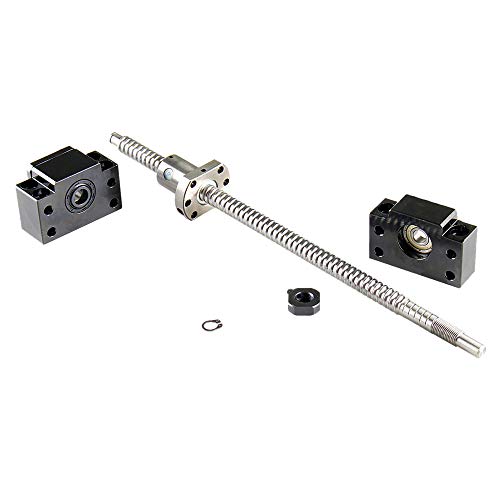 CNC Parts SFU2005-800mm Ballscrew with Nut + BK/BF15 End Support Ball Screw Length Approx 31.5 inch(800mm) with End Machined