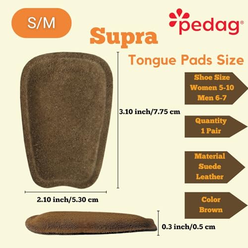 pedag Supra | German Handmade Shoe Tongue Pads | Soft Suede Leather and Memory Foam Shoe Padding | Solves Loose Shoes Problem | 1 Pair, Small/Medium Size4