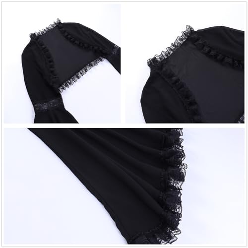 Image of Gothic Bolero Shrug Tops Women Goth Bell Long Sleeve Crop Top