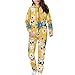 chaqlin Adult Onesie Pajamas Yellow Sugar Skull Fashion Zipper Sleepwear Women Onesie Halloween Costume Jumpsuit for Men One Piece Pajamas Playsuit with Pockets, Size 3XL