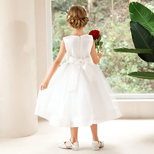 Gripooaven Elegant Girls' Special Occasion Dress Princess Party Wedding Dresses For Girls White 130Cm #TOP1