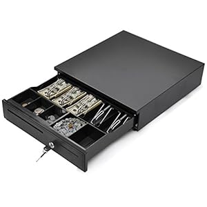 Tangkula Cash Register Drawer, for Point of Sale (POS) System with Removable Coin Tray, 5 Bill/5 Coin, RJ11 Key-Lock Works Compatible Epson POS Printers, Cash Drawer (16.5″ x 16”)