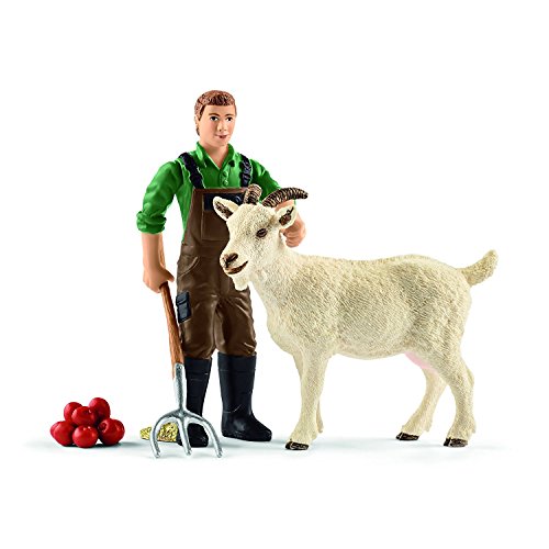 von Schleich Bauernhof-Set (Bauer mit Ziege + Kalb, Schäfchen, Stallpflege) - 2