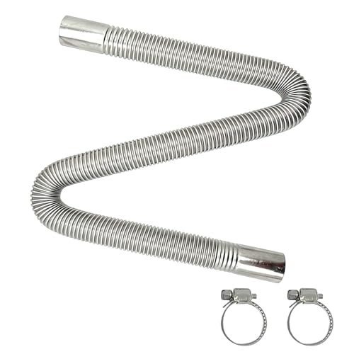 Abgasschlauch für Stromerzeuger 100 cm Abgasrohr Standheizung Edelstahl 25mm Standheizung Auspuff Schalldämpfer Dieselheizung Zubehör mit 2 Schlauchschellen