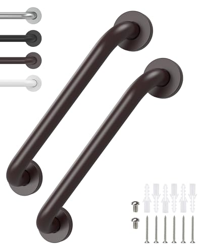 2 Pack Grab Bars for Wall Oil Brown Safety Shower Grab Bars for Seniors Elderly Handicapped Handicap Grab Bars for Shower with Concealed Screws 12 Inch Tesuchan