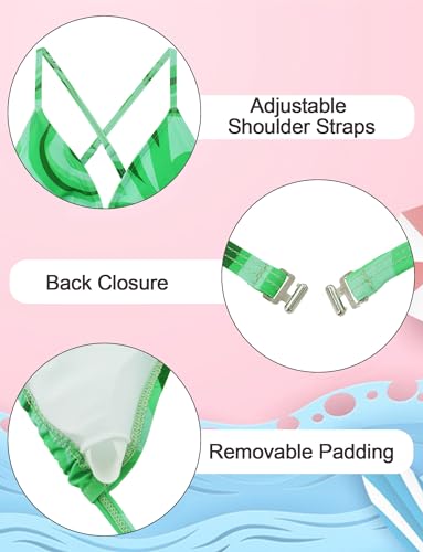 Image of Girls 3 Piece Swimsuit Summer Hawaiian Bikini Set with Beach Cover Up Skirt Bathing Suit Swimwear 8-15 Years