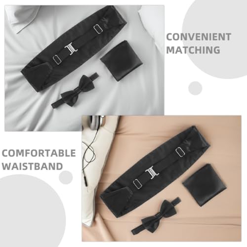 Set formal negro para hombre con corbata y fajín elegante miniatura 3