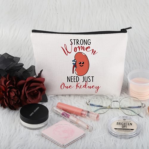 PWHAOO Kidney Donor Gift Strong Women Need Just One Kidney Makeup Bag Kidney Transplant Warrior Cosmetic Bag One Kidney Club Merch (Just One Kidney M)4