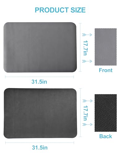 Image of Dish Drying Mat for Kitchen Counter, 17.7 inchx31.5 inch Dish Drying Pad with Non-slip Rubber Backed, Hide Stain Anti Absorbent for Kitchen Counter, Drying Mat for Coffee Machine Dish Rack (Grey)