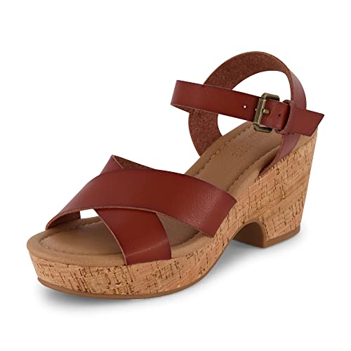 CUSHIONAIRE Women's Rosie Cork Wedge Sandal +Memory Foam