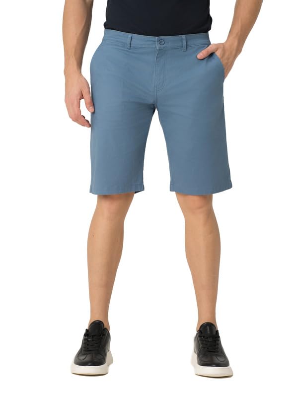 Luxury Cotton Blend Chinos Shorts for Men | Stylish Regular Fit Casual Solid Shorts with Pockets-image-31