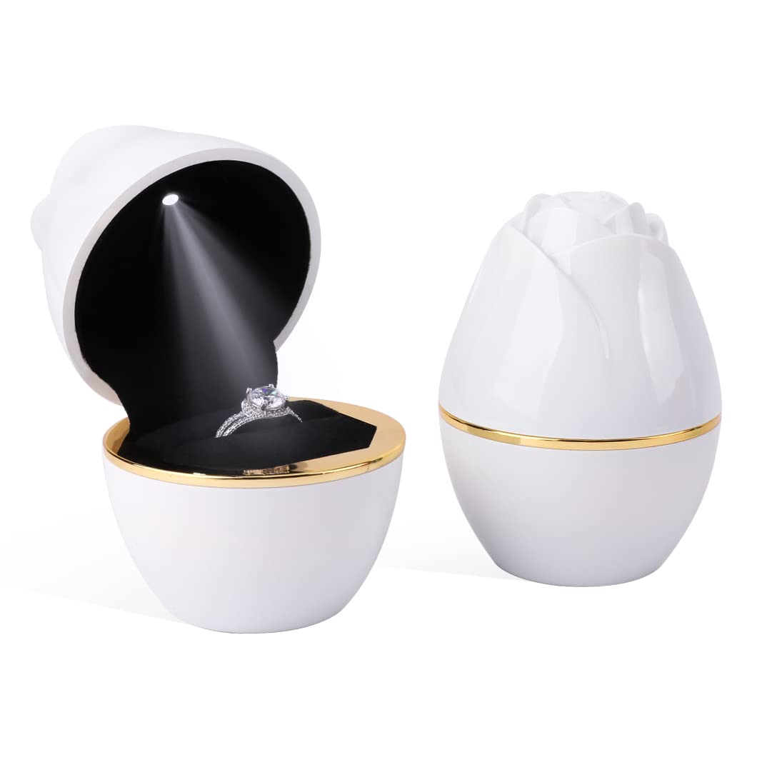 Rolin Roly Scatola per anelli in velluto con luce a LED Ring
