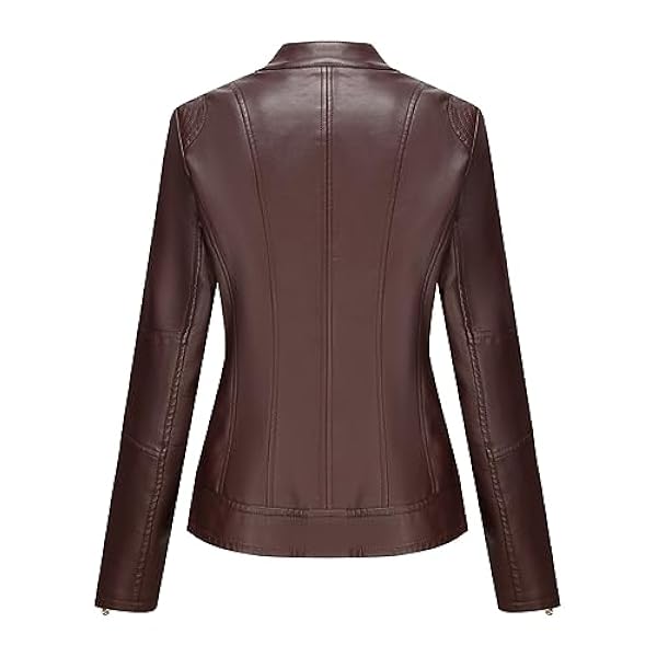 Adhdyuud Vrouwen Casual Faux Lederen Jas High Street Stand Kraag Rits Pu Jas Slanke Motorfiets Korte Uitloper