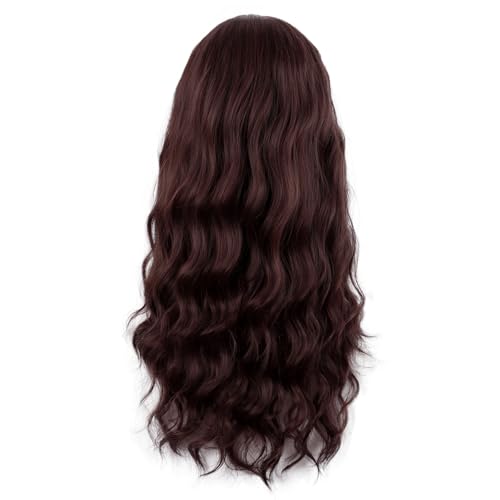 Image of MapofBeauty 28 Inch /70 cm Long Wavy Middle Part with No Bangs Synthetic Fiber Curly Fashion Women Party Cosplay Wig (Dark Brown)