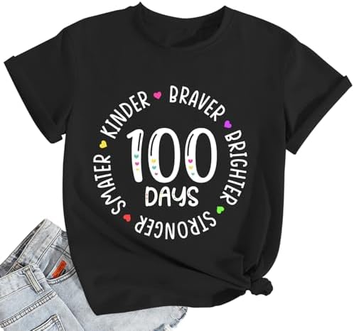 qdl 100th Day of School Teacher Shirt - I Am 100 Days Smarter T-Shirt for Women 100 Days of School Tee