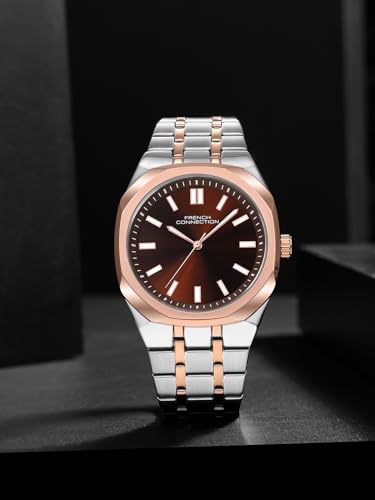 Image of French Connection Lumiere | Analog Display | Brown Dial | Silver Stainless Steel Strap | Watch for Men - FCU16RTM