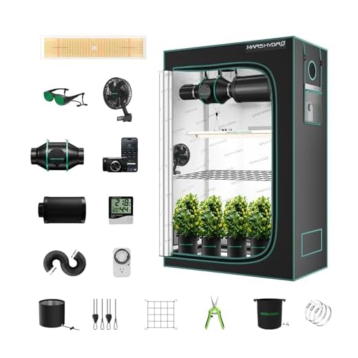 MARS HYDRO TSL2000 Growzelt Komplettset,LED Vollspektrum Dimmbar Grow Lampe,120X60X180cm 1680D Hohe Reflektivität Mylar Grow Box Komplettset,4" Smart WiFi-gesteuerte Lüftungssatz,10-Gang-Lüfter