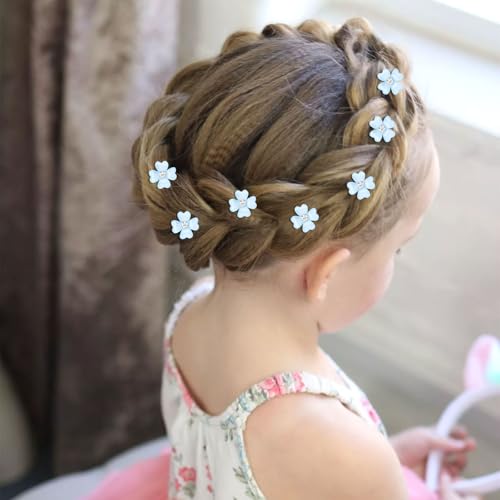 YISSION 40 Piezas Mini Clips de Cabello Flor Azul miniatura 5