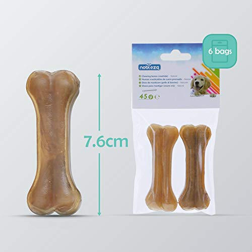 Nobleza - Hunde Kauknochen 7.6CM x 12 Stück, 100% natürliche rinderhautknochen und hundeknochen für kleine Hunde, Dog Bones proteinreiche