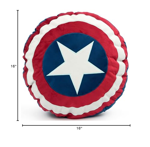 Image of Jay Franco Marvel Avengers Captain America's Shield Shaped Decorative Pillow - Kids Super Soft Throw Plush Pillow - Measures 16 Inches (Official Marvel Product)