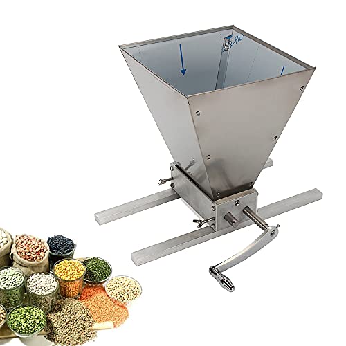 2 Roller Grain Crusher Mill, Stainless Steel Crusher Malt Mill Homebrew Manual Grain Mill Low Speed Drill Available Malt Crusher Gap Adjustable Barley Grinder